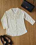 White Lace and Pearl Top (Medium)