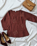 Chocolate Embroidered Top (Medium)