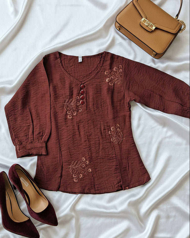 Chocolate Embroidered Top (Medium)