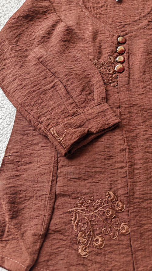 Chocolate Embroidered Top (Medium)