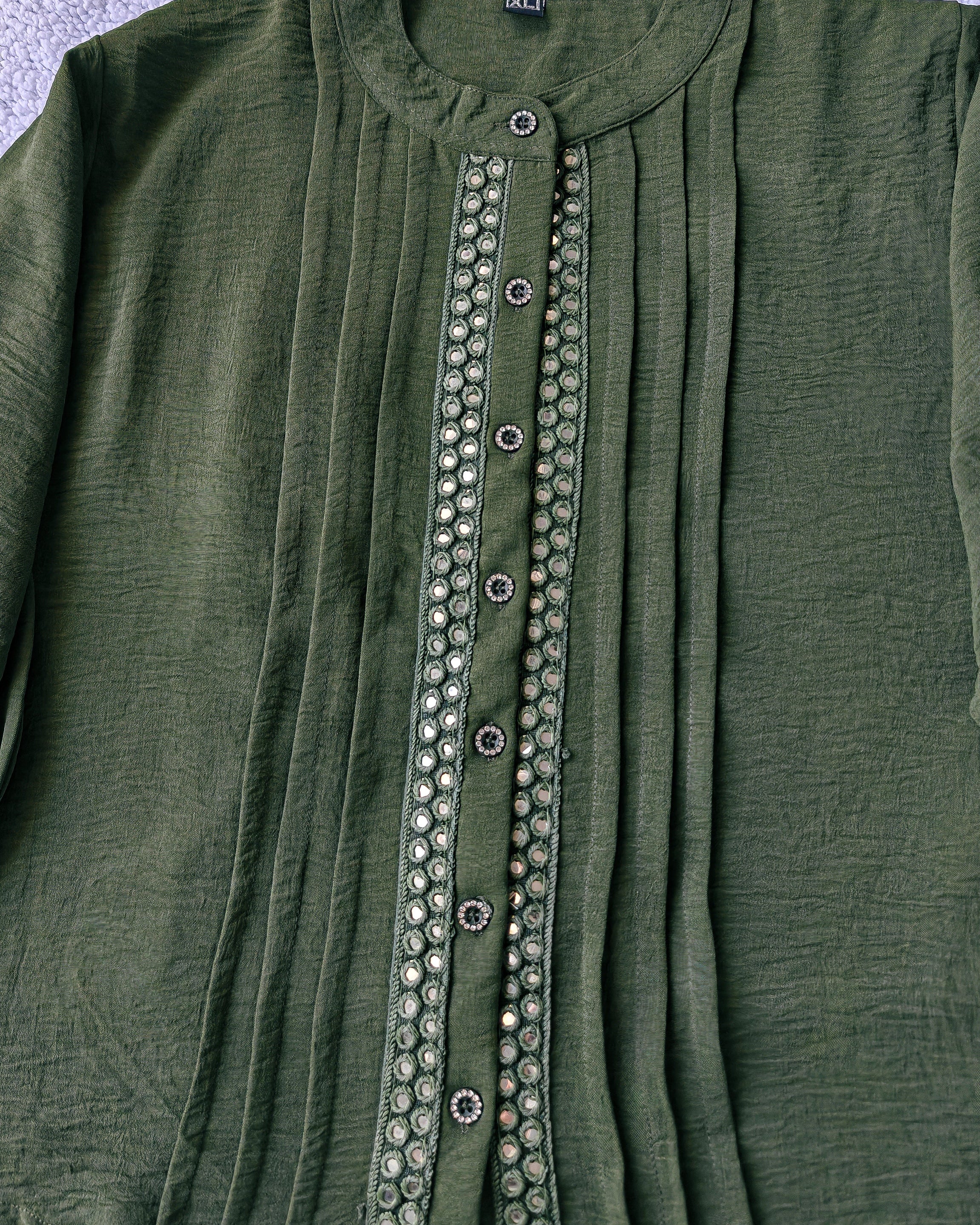 Forest Green Mirror Work Top (Large/XL)