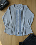 Cadet Grey Sequin Work Top (Large/XL)