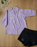 Lilac & White Embroidered Top (Large/XL)