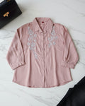 Pink & White Embroidered Top (Large/XL)