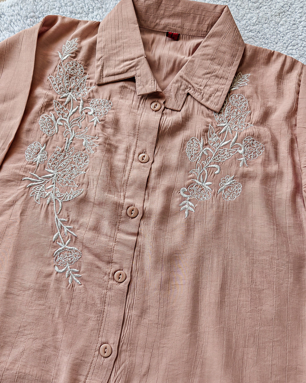 Pink & White Embroidered Top (Large/XL)