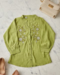 Apple Green Mandarin collar Women's Shirt (XXL)