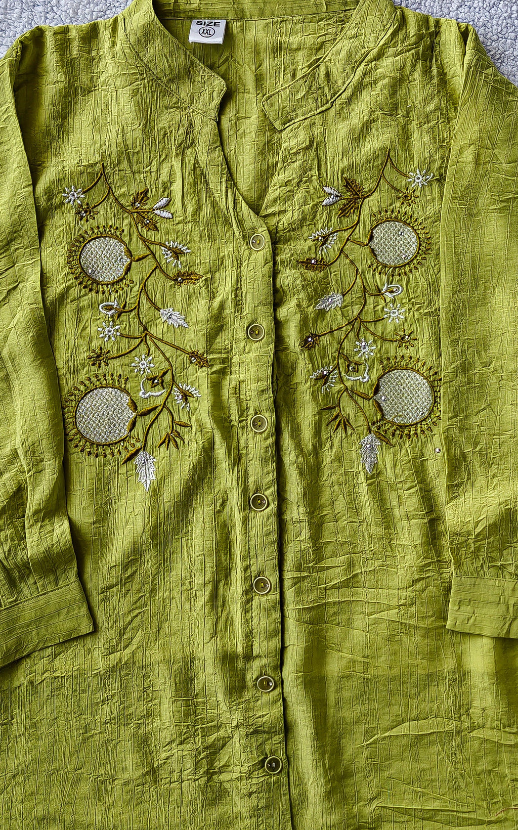 Apple Green Mandarin collar Women's Shirt (XXL)