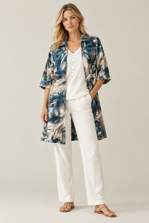 Blue & White Three Piece Set Vacation Wear (L/XL)