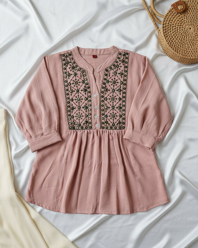Pink blouse with embroidery 