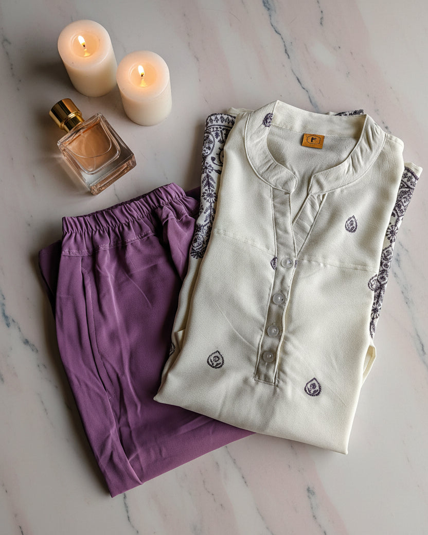 Purple and white co ord set women