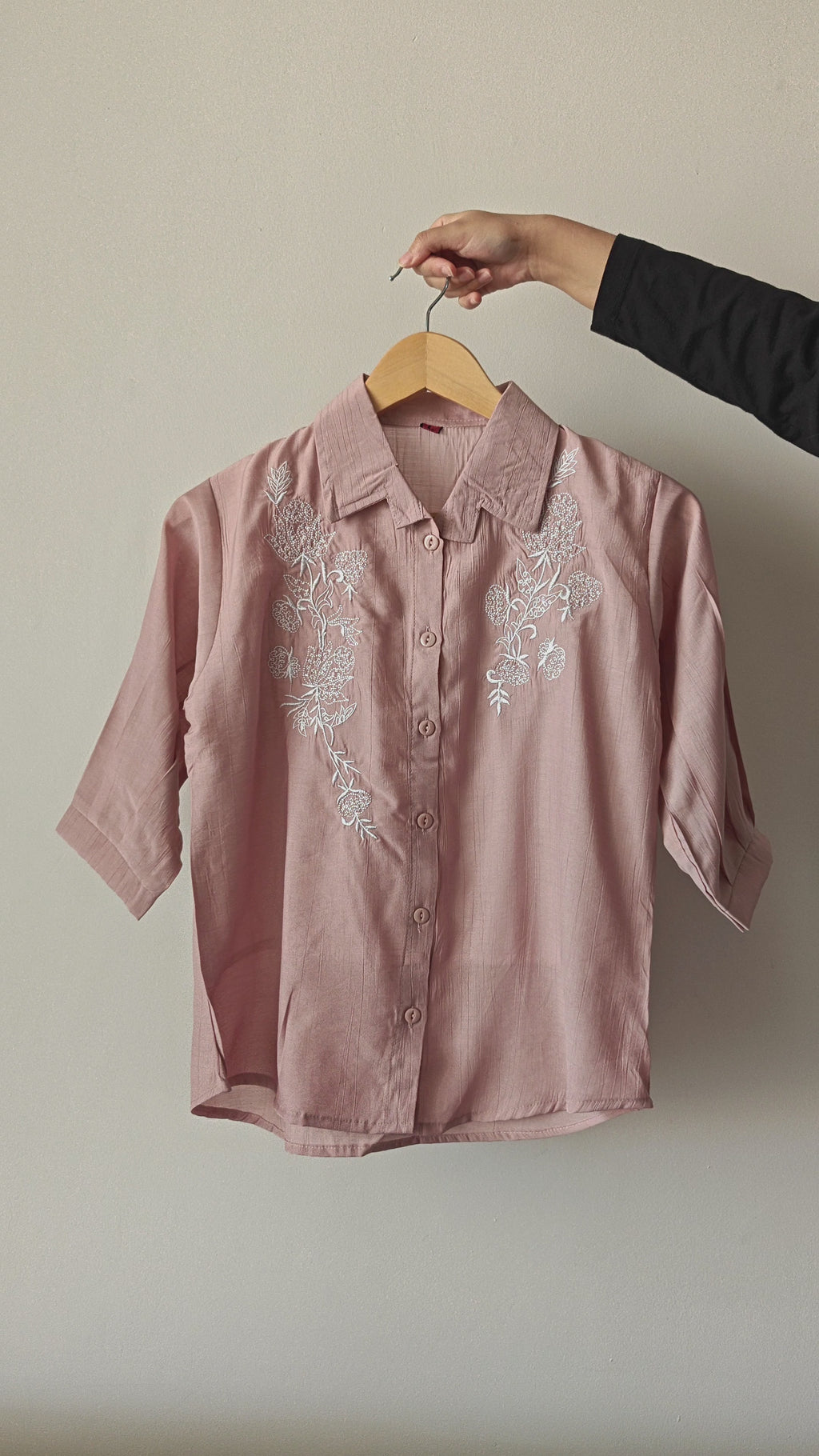 Pink & White Embroidered Top (Large/XL)