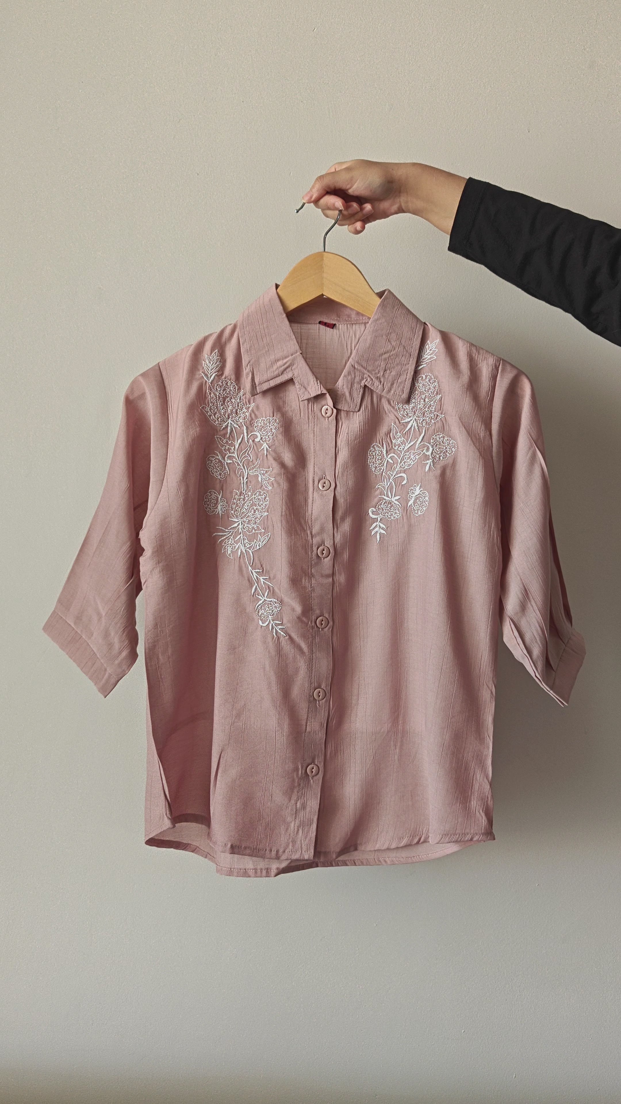 Pink & White Embroidered Top (Large/XL)