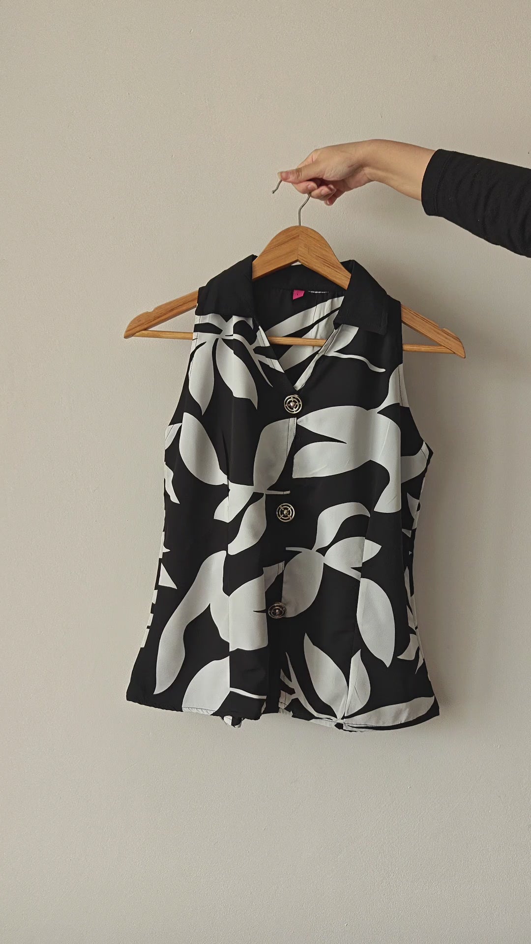 Black & White Floral Print Halter Neck Co Ord Set (L/XL)