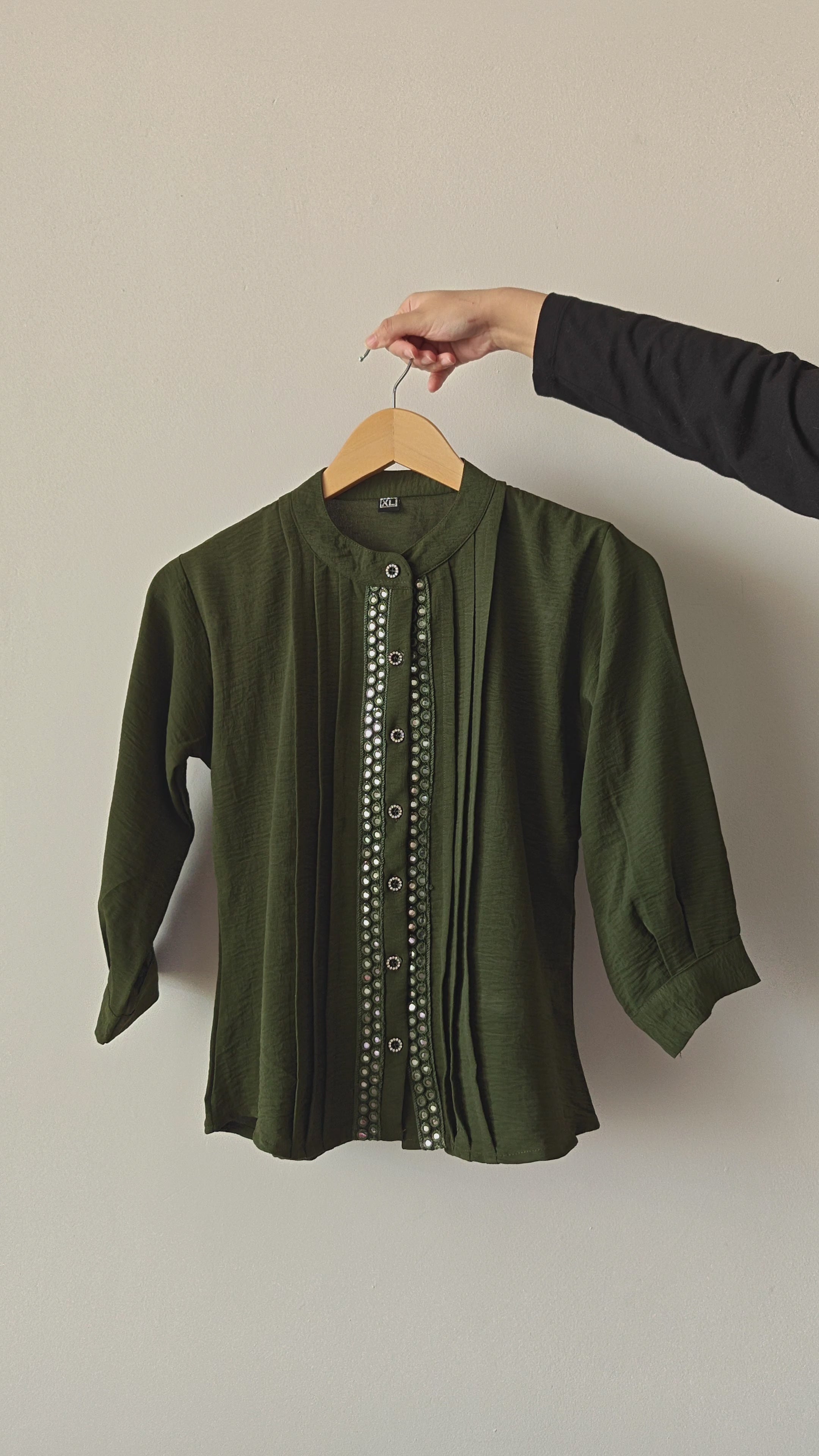 Forest Green Mirror Work Top (Large/XL)