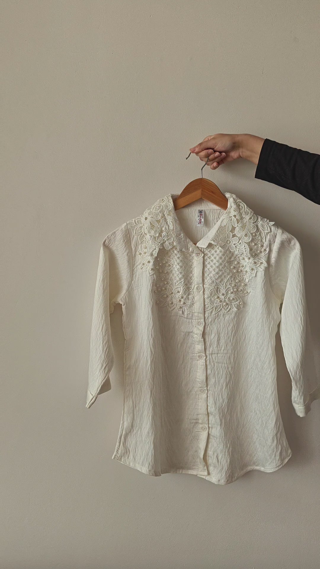 White Lace and Pearl Top (Large/XL)