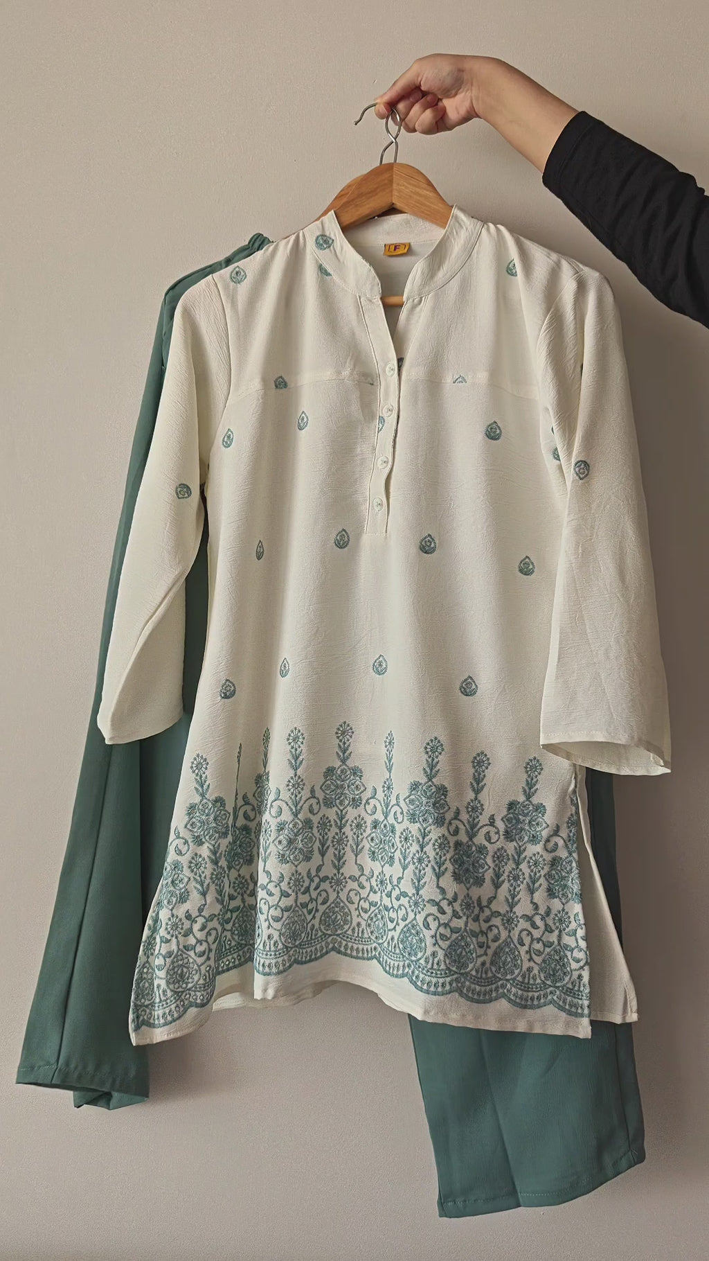 Blue & White Embroidered Co Ord Set (Free Size)