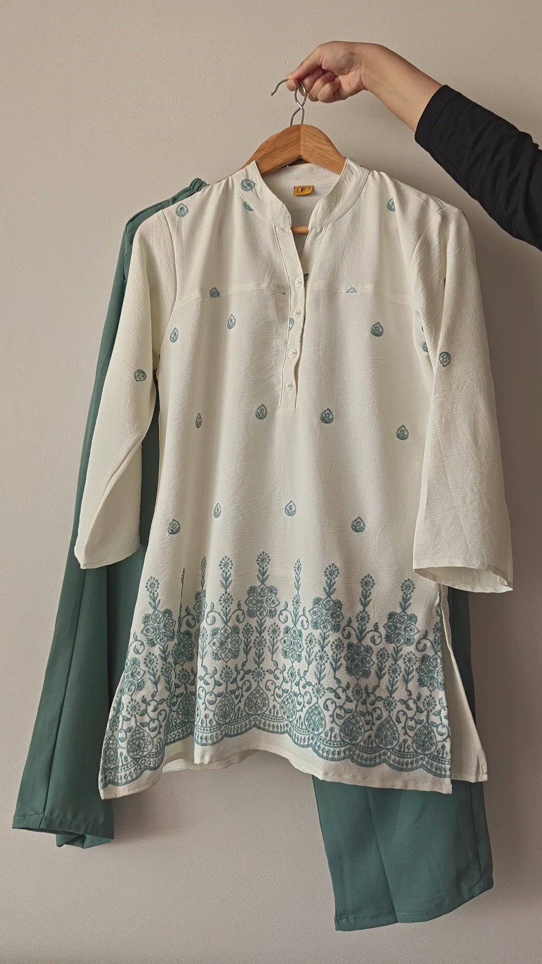 Blue & White Embroidered Co Ord Set (Free Size)