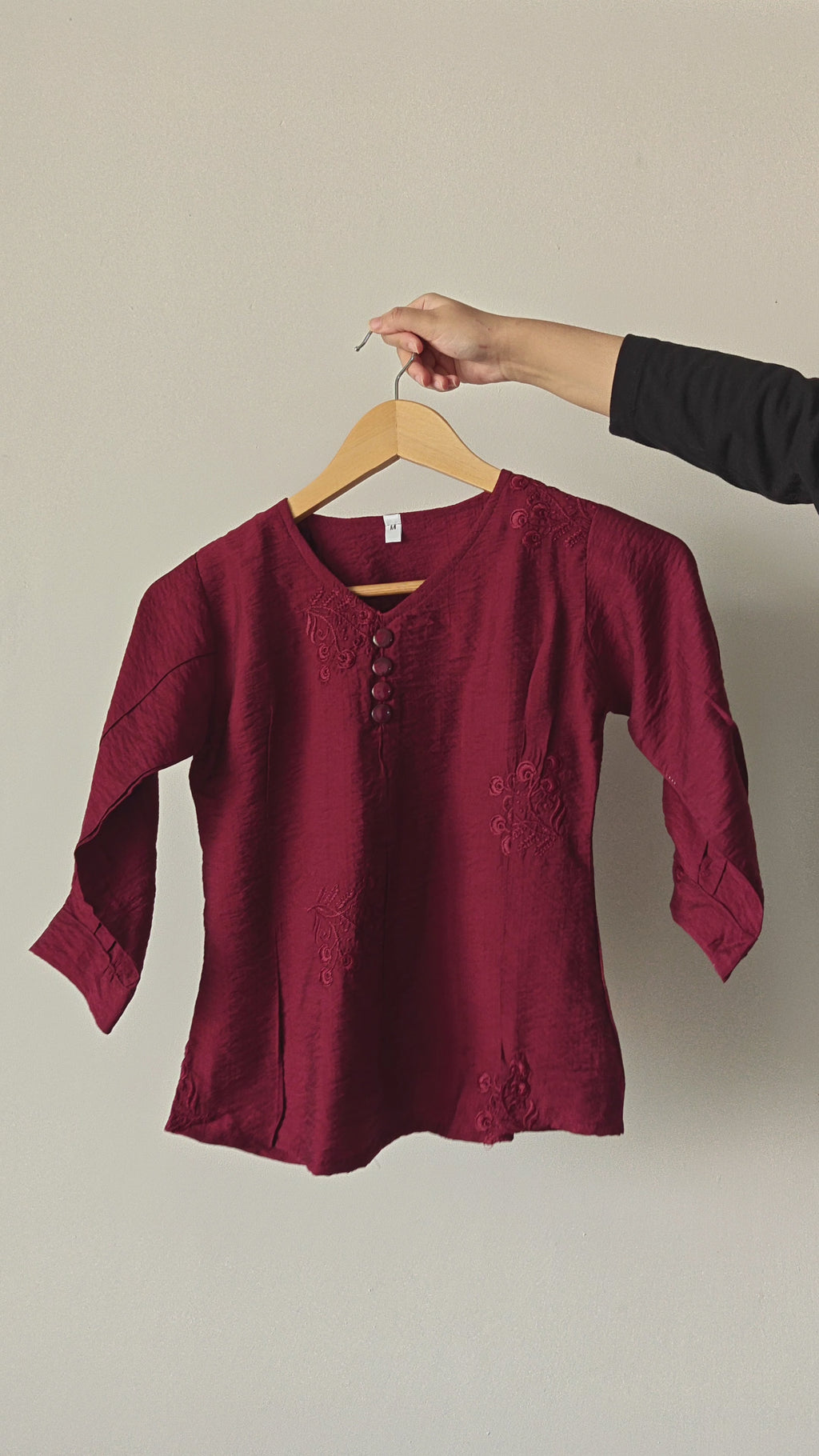 Maroon Embroidered Top (Medium)