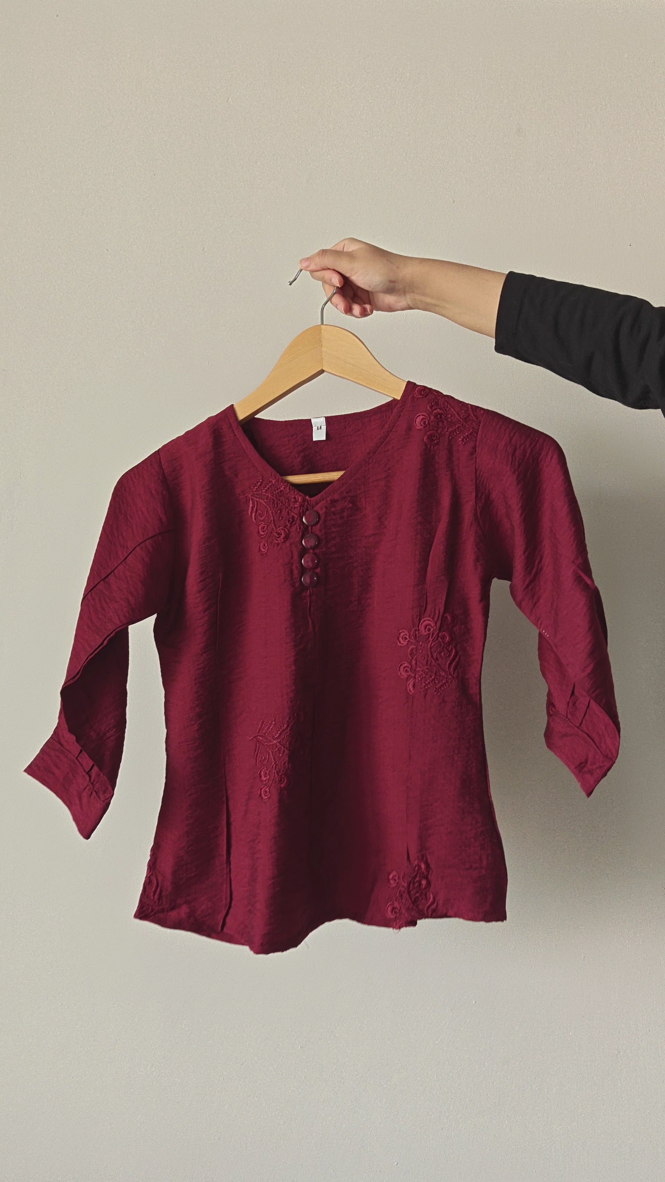 Maroon Embroidered Top (Medium)
