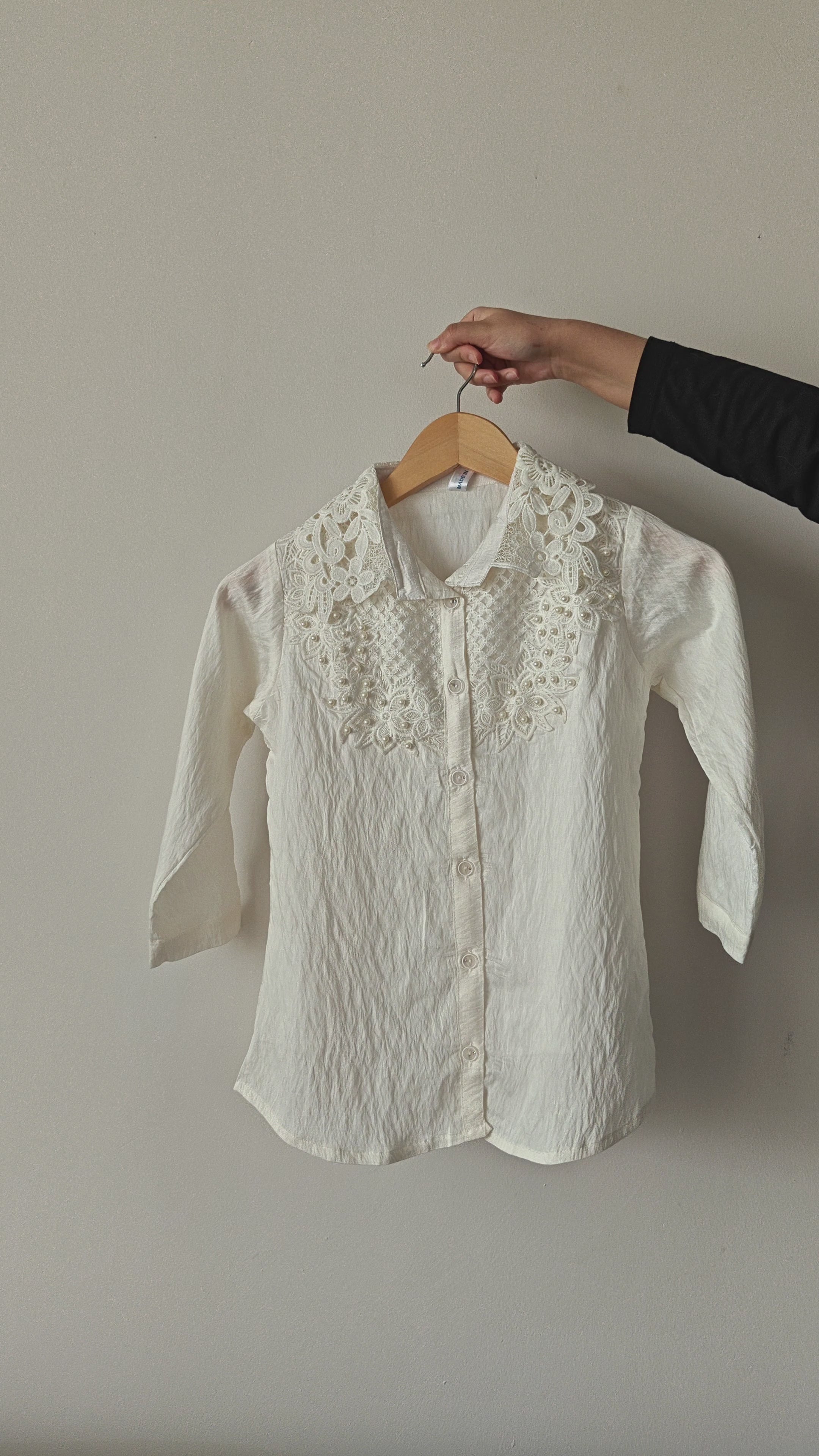 White Lace and Pearl Top (Medium)