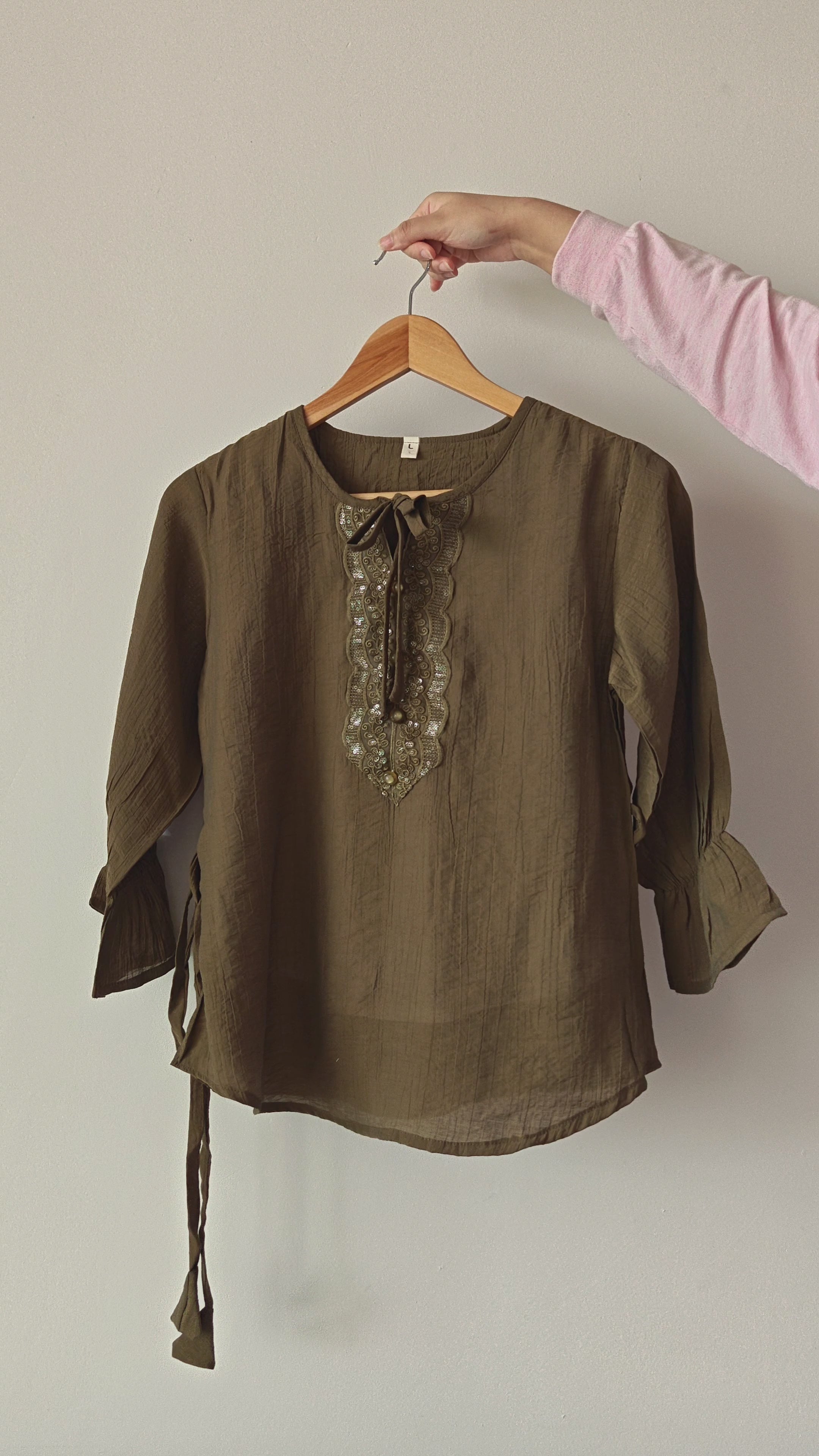 Moss Green Belted Top (Large/XL)